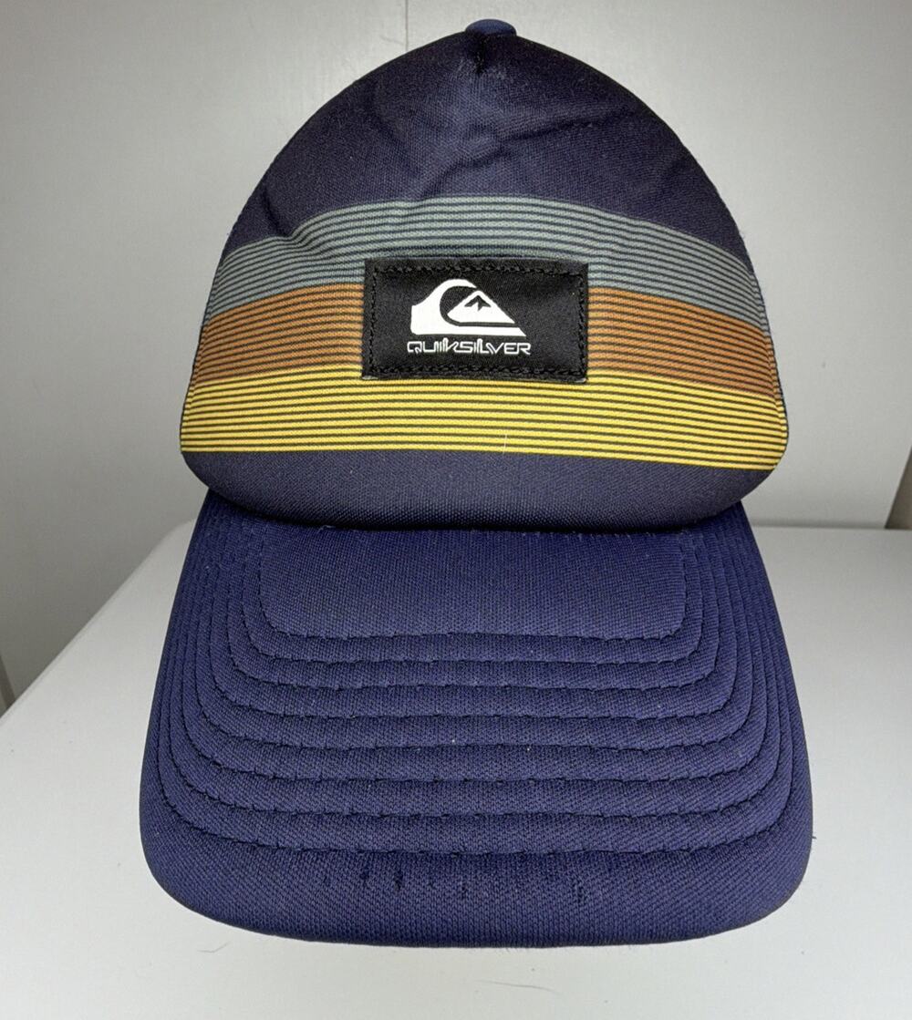 Quiksilver Dazzler Trucker Hat Blue Striped Mesh Adjustable Cap OSFM New